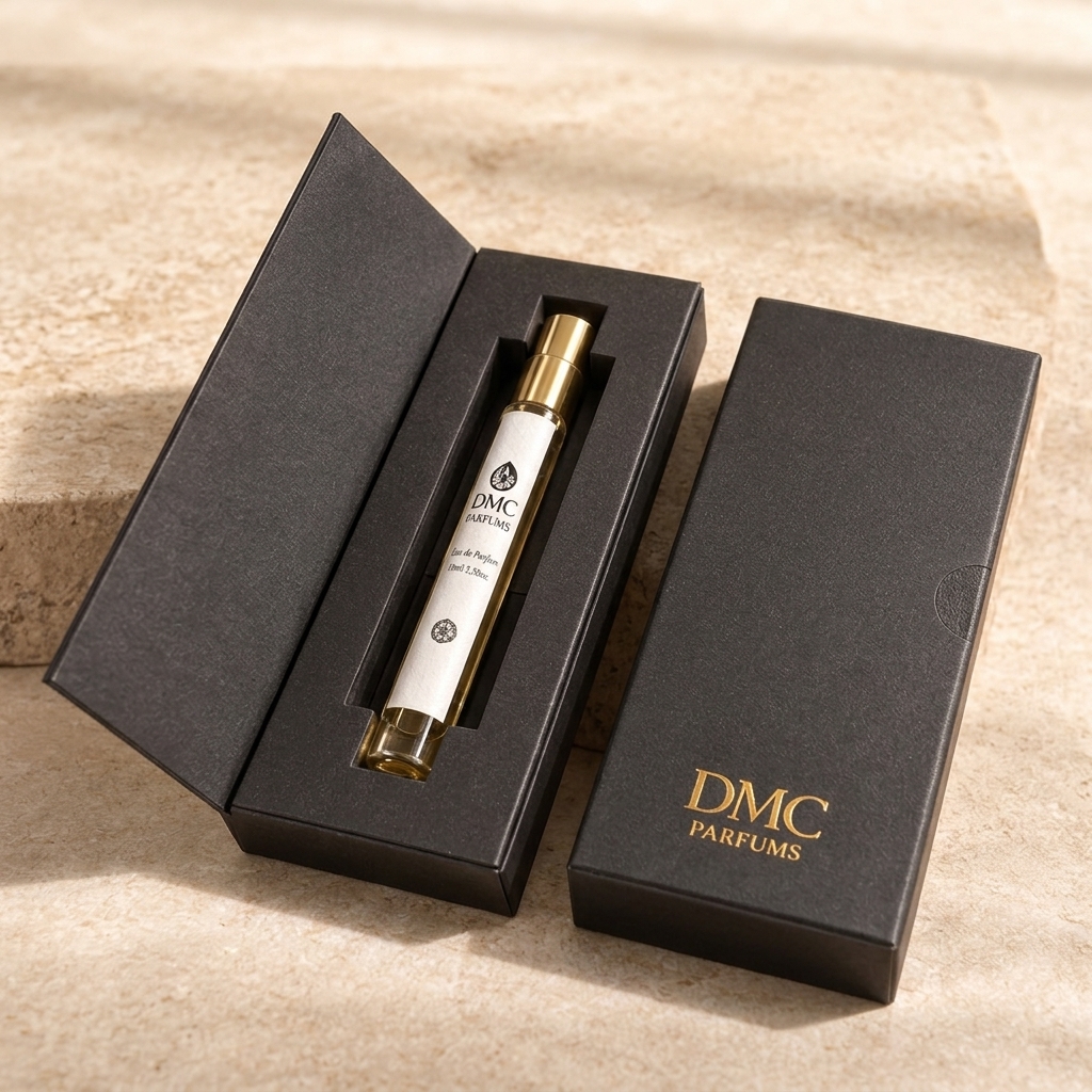 Perfume de 10 ml DMC Parfums en su caja negra